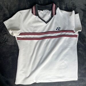 White Polo Shirt with Striped Collar